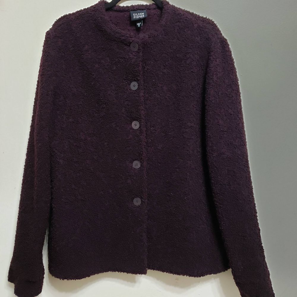 Eileen Fisher Textured Boiled Wool Jacket, sz M